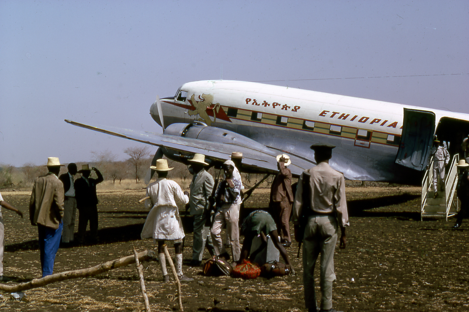 Douglas C47 (Dakota) Ethiopian Airlines, possibly at Gondar airstrip. No date