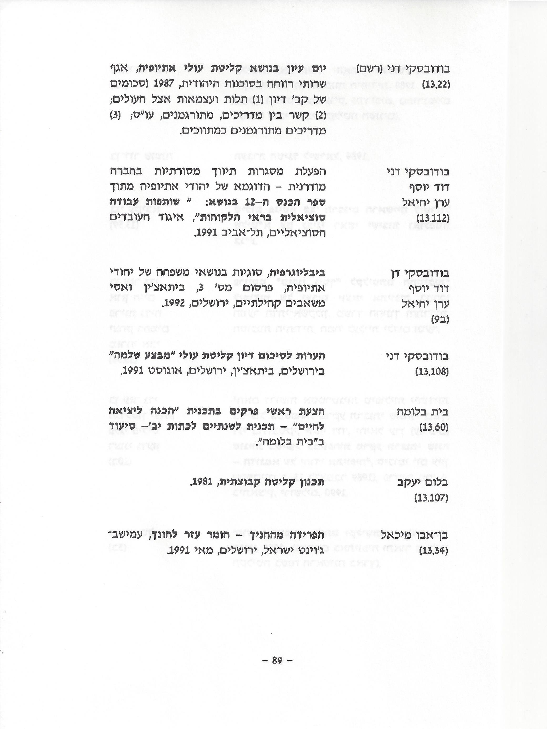 ביבליוגרפיה, ליקטו וערכו דני בודובסקי, יוסף דוד, יחיאל ערן